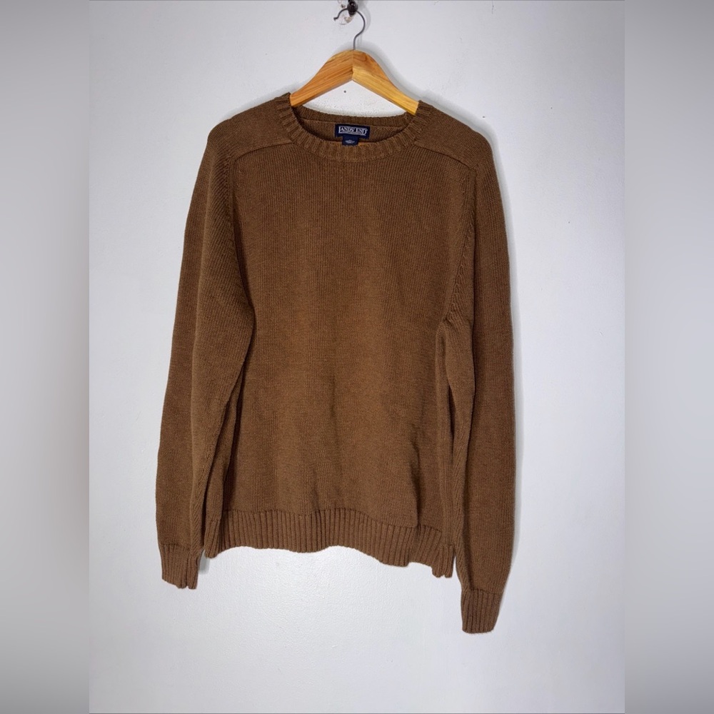 Lands' End Men's Crewneck Sweater - Warm Brown